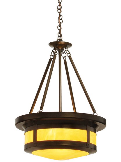 Berkeley Drum Pendant in Bronze Finish with Tan Glass.